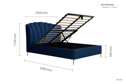 Birlea Lottie 4ft6 Double Midnight Blue Fabric Ottoman Bed