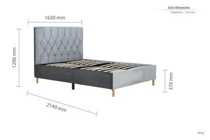 Birlea Loxley 5ft Kingsize Grey Fabric Bed Frame