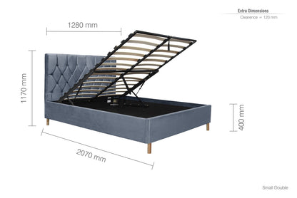 Birlea Loxley 4ft Small Double Grey Fabric Ottoman Bed Frame