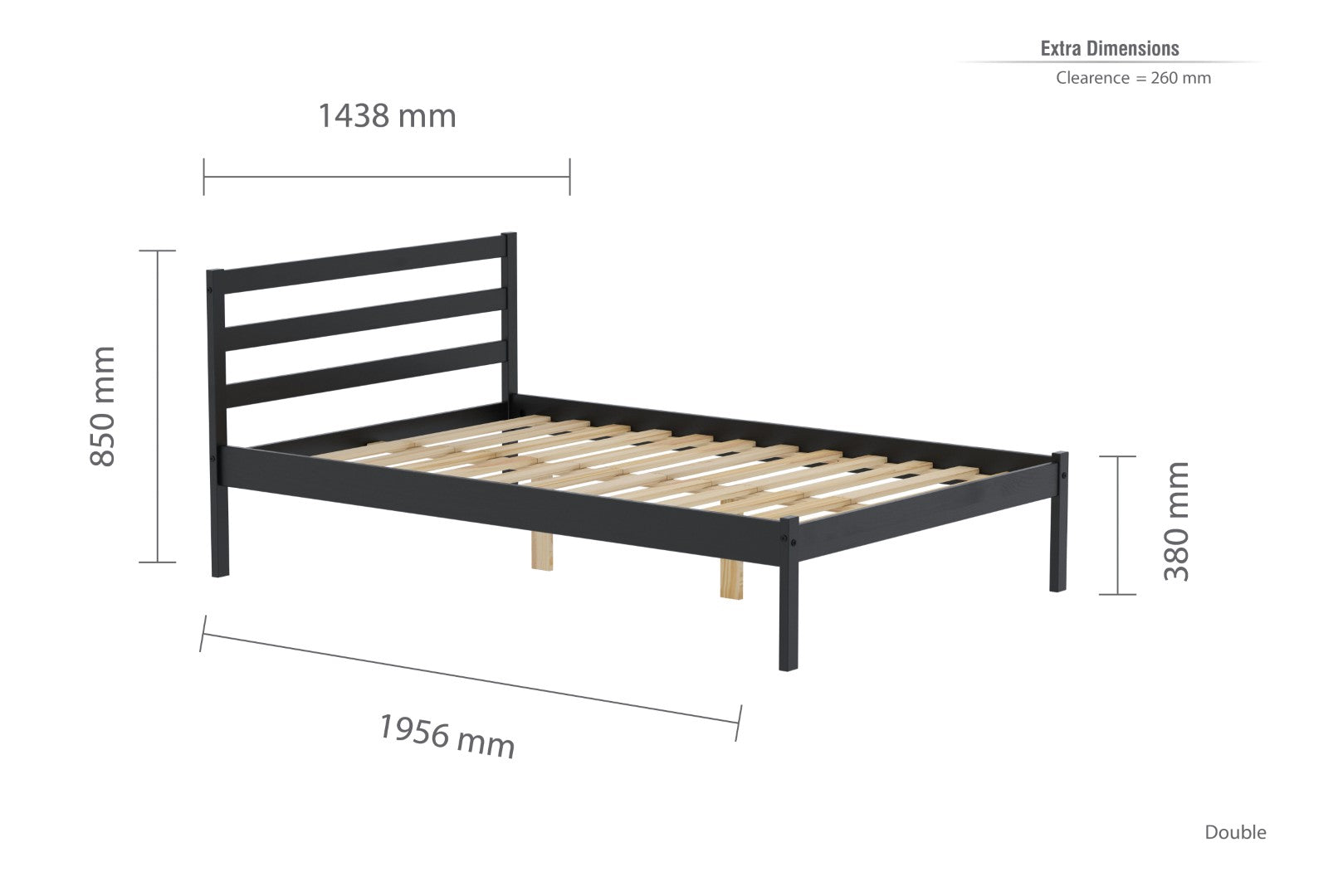 Birlea Luka 4ft6 Double Black Pine Bed Frame
