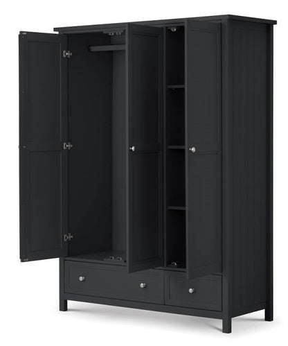 Julian Bowen Maine Anthracite 3 Door 2 Drawer Combination Wardrobe