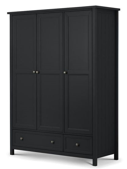 Julian Bowen Maine Anthracite 3 Door 2 Drawer Combination Wardrobe