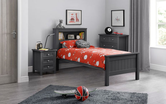 Julian Bowen Maine Anthracite 3ft Single Bookcase Bed