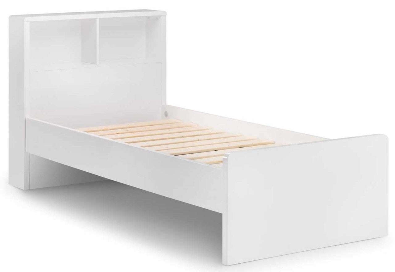 Julian Bowen Manhattan White High Gloss 3ft Single Bookcase Bed