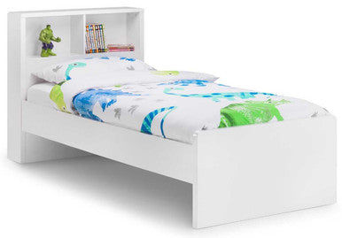 Julian Bowen Manhattan White High Gloss 3ft Single Bookcase Bed