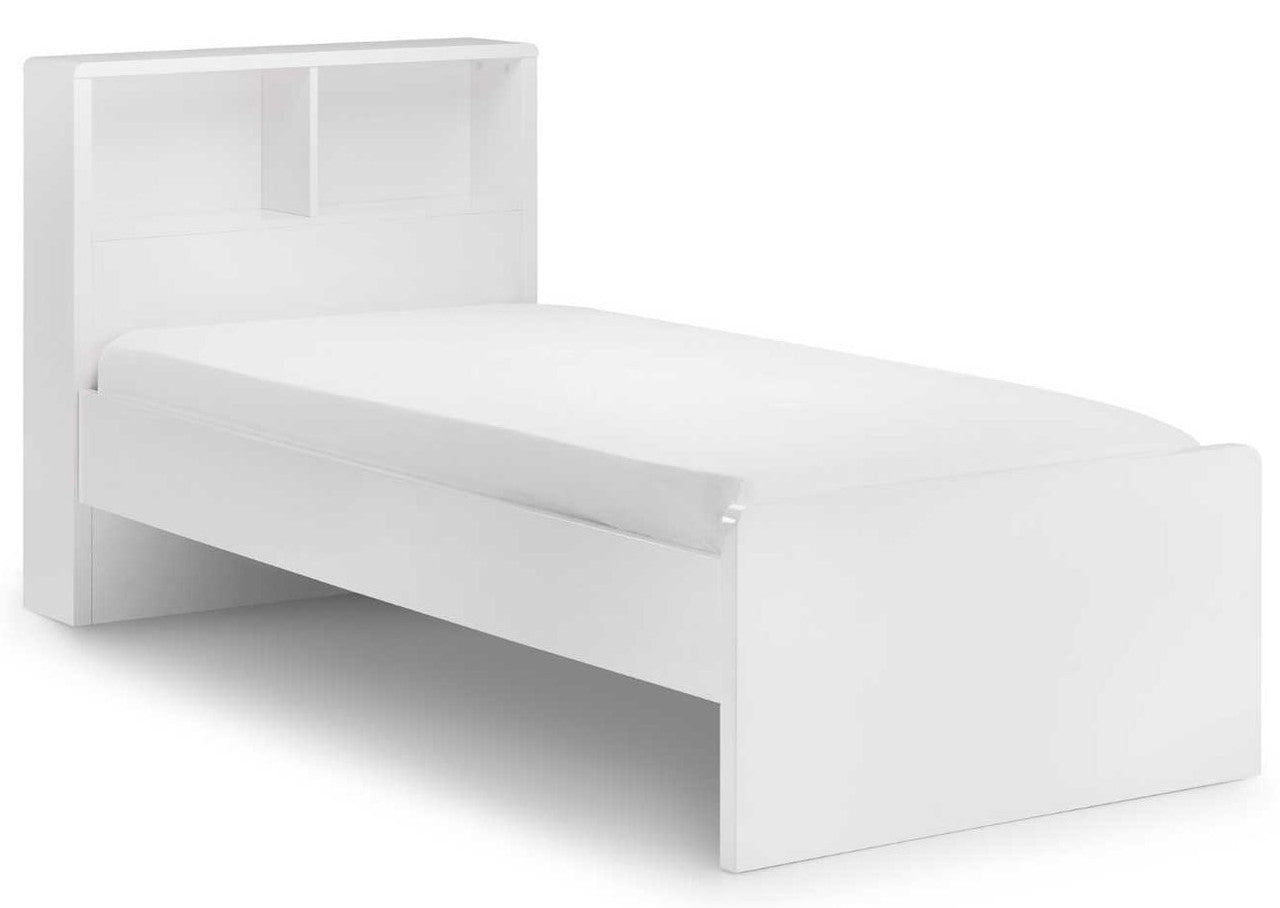 Julian Bowen Manhattan White High Gloss 3ft Single Bookcase Bed