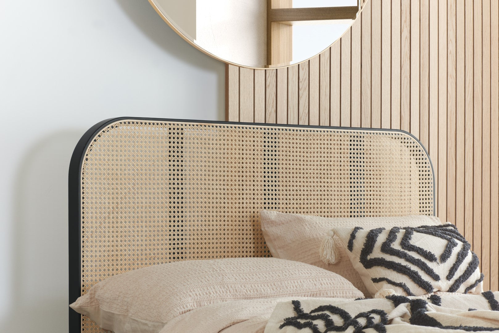 Birlea Margot 6ft Super Kingsize Black & Oak Rattan Bed Frame