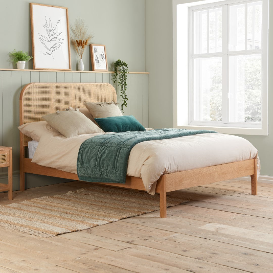 Birlea Margot 6ft Super Kingsize Brown & Oak Rattan Bed Frame