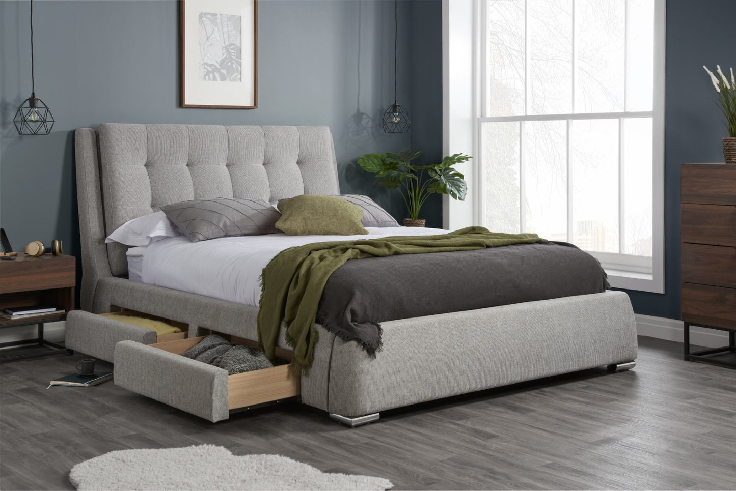 Birlea Mayfair 5ft Kingsize Grey fabric Bed Frame