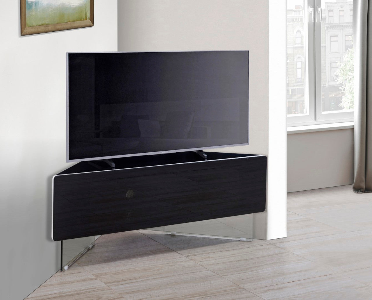 Antares Black Hybrid Corner TV Unit For TVs Up To 55 Inches