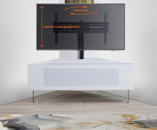 Antares White Hybrid Complete Corner Entertainment Unit For TVs Up To 55 Inches