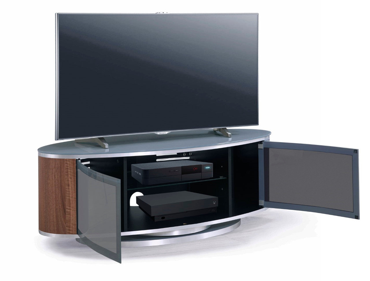 Luna Grey/Walnut Oval TV Stand For TVs Up To 50 Inches