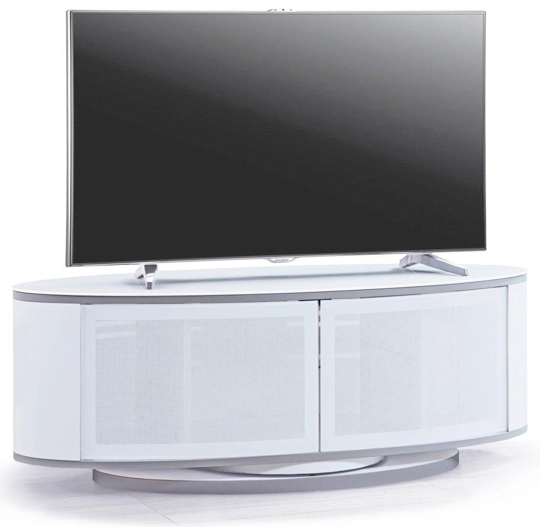 white oval tv stand for tvs up to 50 inces