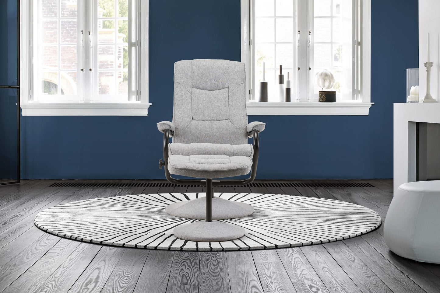 Birlea Memphis Grey Swivel Chair & Footstool