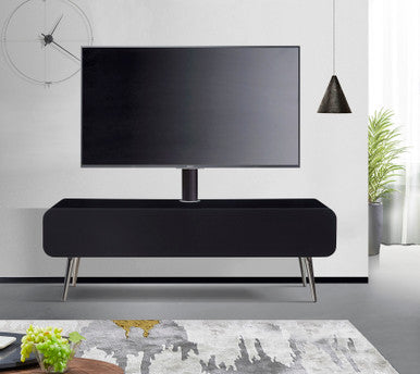 MDA Designs Mira 1200 Hybrid Black Complete TV Unit With Screen Mount For Up To 65 Inches TVs