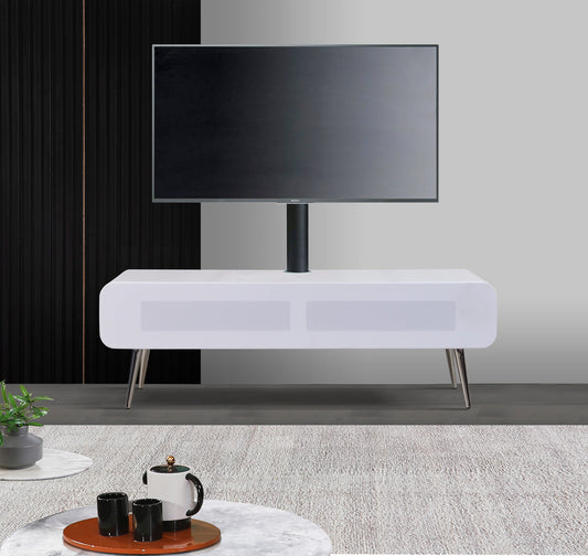 MDA Designs Mira 1200 Hybrid White Complete With Screen Mount For TVs Up To 65 Inches