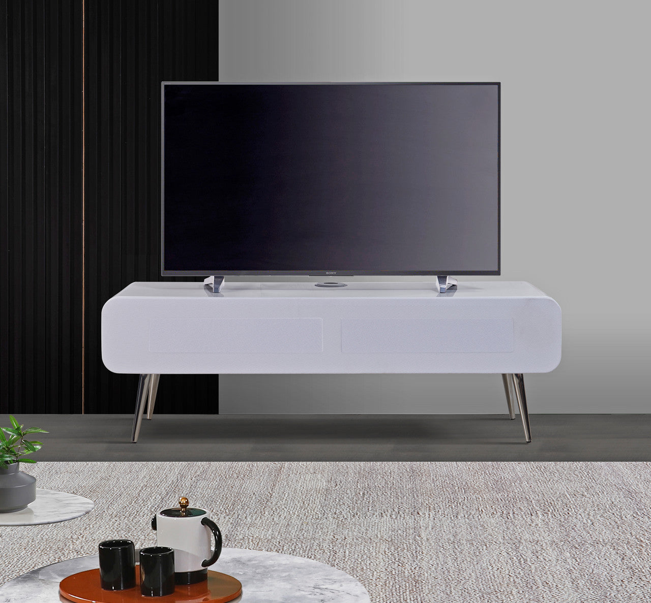 White High Gloss tv cabinet for tv up to 60 inchs