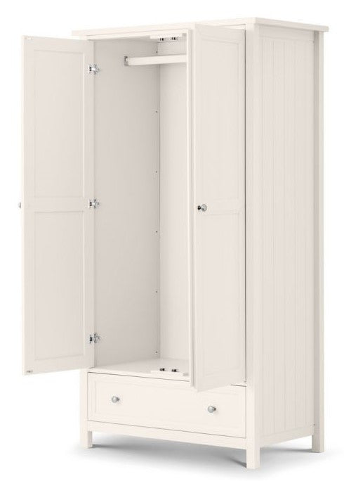 Julian Bowen Maine Surf White 2 Door 1 Drawer Combination Wardrobe