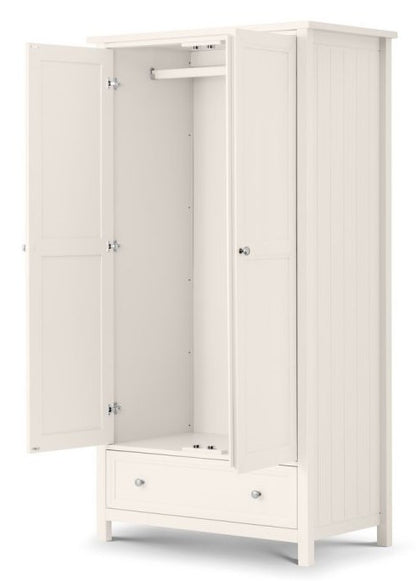 Julian Bowen Maine Surf White 2 Door 1 Drawer Combination Wardrobe