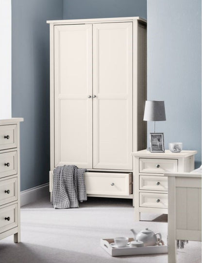 Julian Bowen Maine Surf White 2 Door 1 Drawer Combination Wardrobe