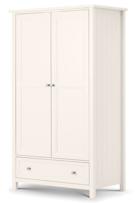Julian Bowen Maine Surf White 2 Door 1 Drawer Combination Wardrobe