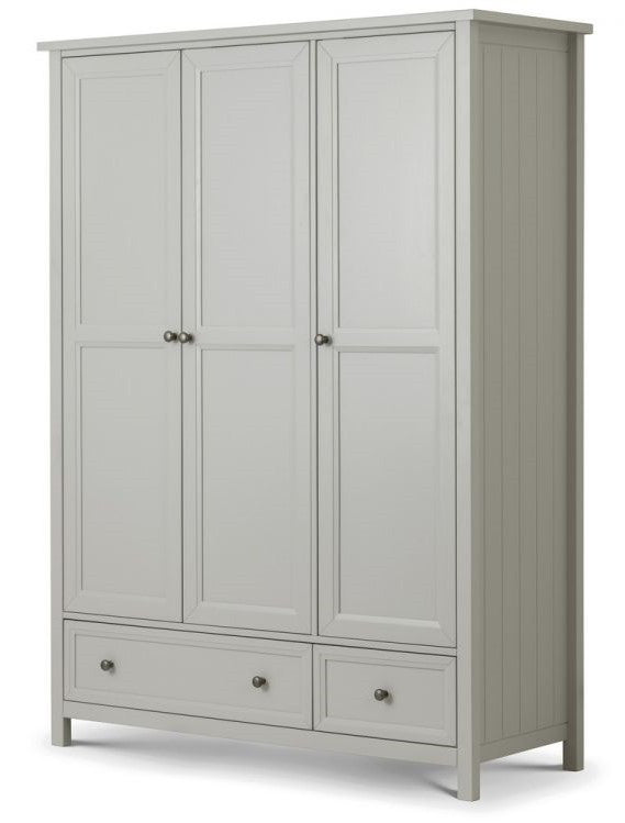 Julian Bowen Maine Dove Grey 3 Door 2 Drawer Combination Wardrobe