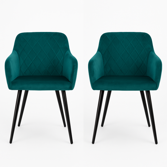 Marina Brushed Velvet Mint Green Dining Chair Set of 2