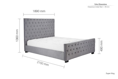 Birlea Marquis 6ft Super Kingsize Grey Fabric Bed Frame