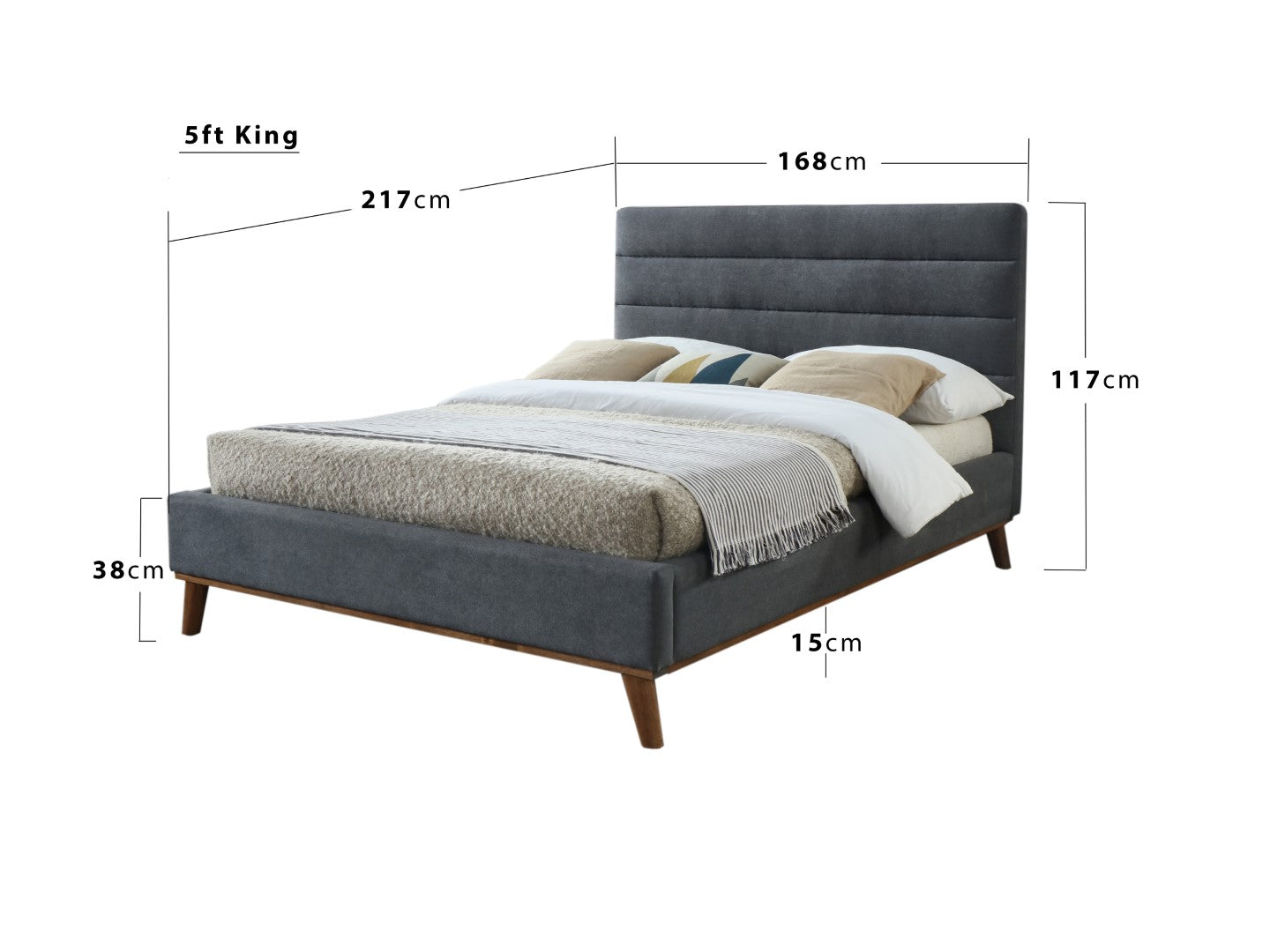 Time Living Mayfair 5ft Kingsize Dark Grey Fabric Bed Frame