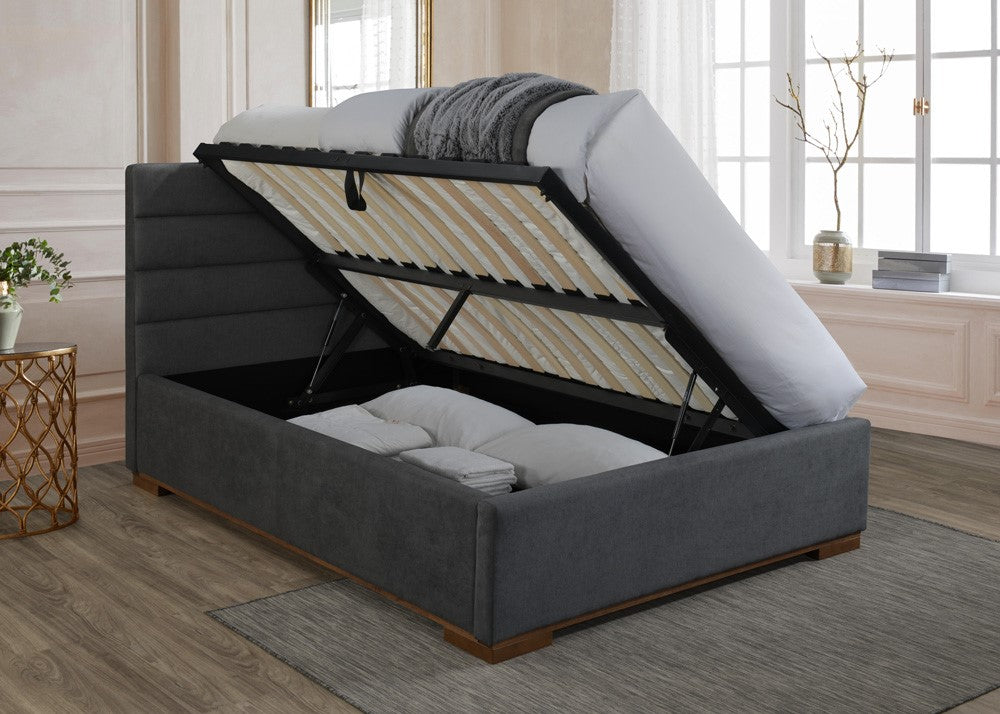 Time Living Mayfair 4ft6 Double Dark Grey Fabric Ottoman Bed Frame