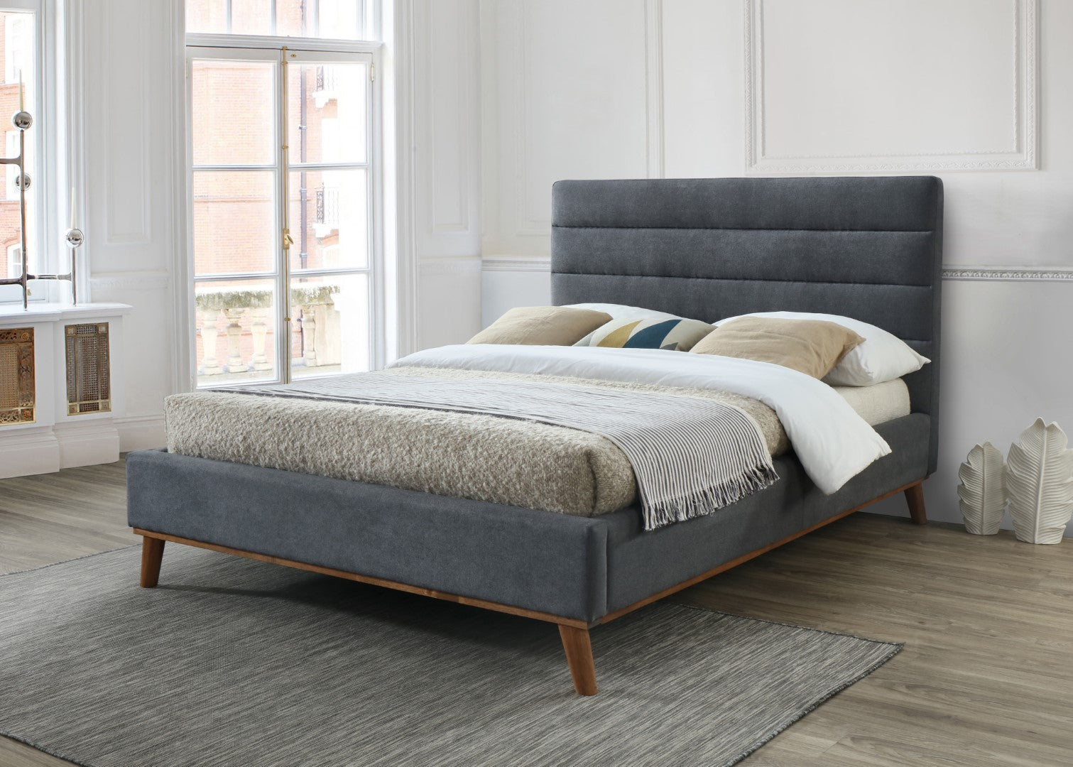 Time Living Mayfair 5ft Kingsize Dark Grey Fabric Bed Frame