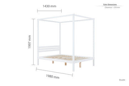 Birlea Mercia 4ft6 Double White Four Poster Fabric Bed Frame