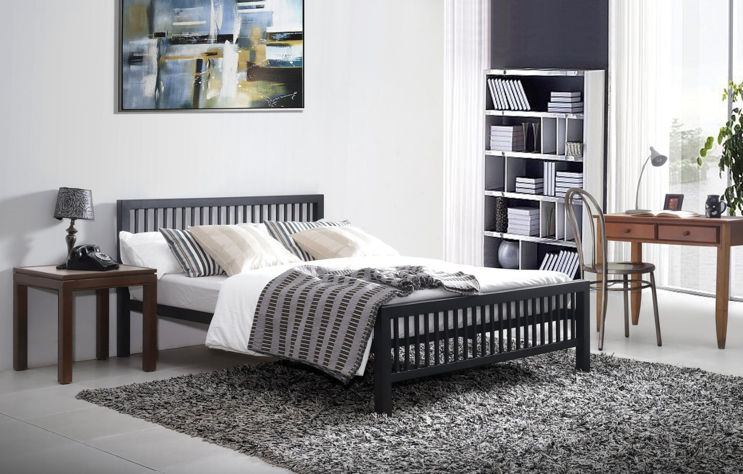 Time Living Meridian 4ft Small Double Charcoal Black Metal Bed Frame
