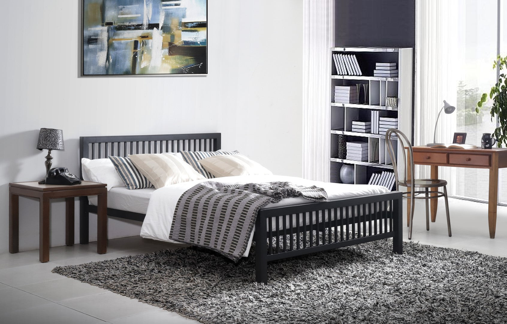 Time Living Meridian 4ft Small Double Charcoal Black Metal Bed Frame