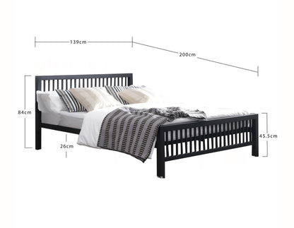Time Living Meridian 4ft6 Double Charcoal Black Metal Bed Frame