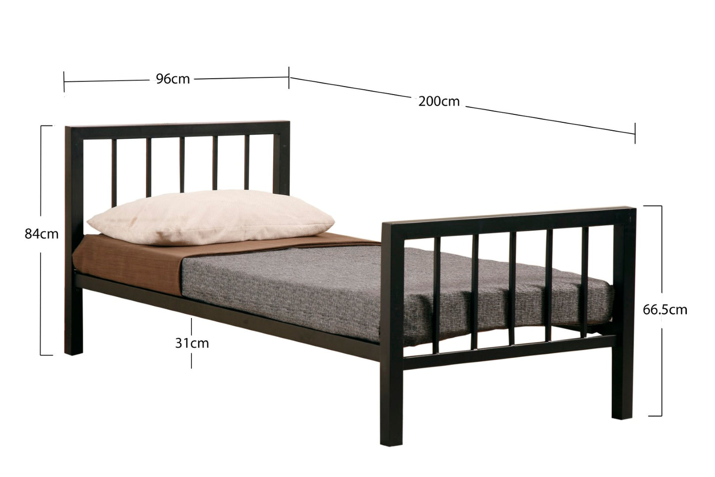 Time Living Metro 3ft Single Charcoal Black Metal Bed Frame