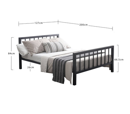 Time Living Metro 4ft Small Double Charcoal Black Metal Bed Frame