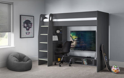 Julian Bowen Nebula Anthracite Oak Gaming Bed With Desk