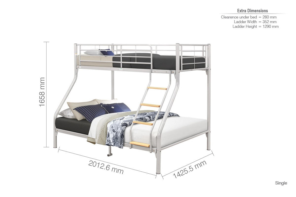 Birlea Nexus 4ft6 Double Silver Bunk Bed Frame