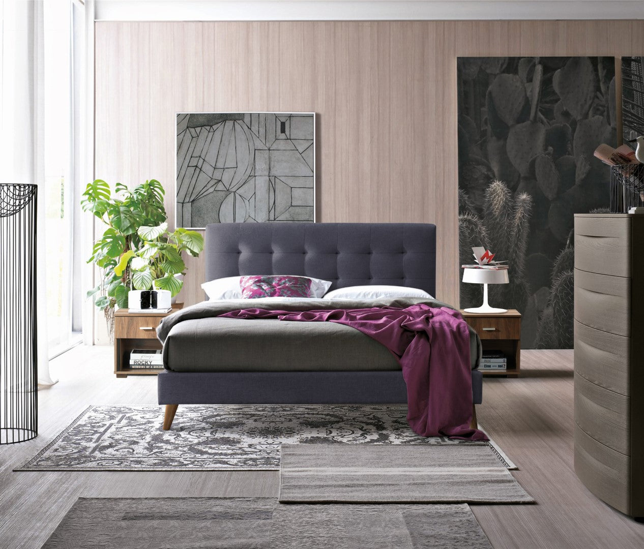 Time Living Novara 5ft Kingsize Dark Grey Fabric Bed Frame