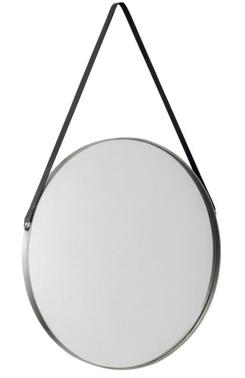 Julian Bowen Opera Round Pewter Mirror With Black Strap