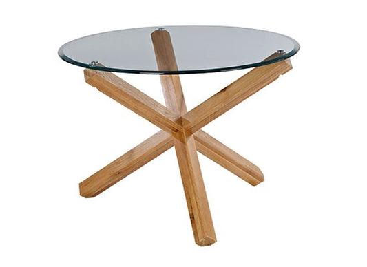 LPD Oporto Oak/Glass Round Dining Table