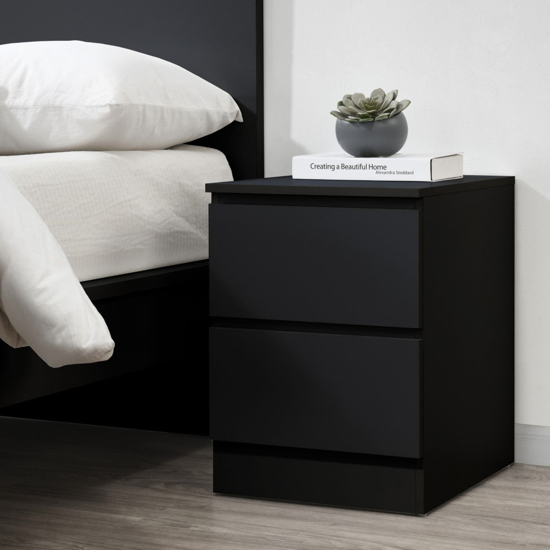 Birlea Oslo Black 2 Drawer Bedside