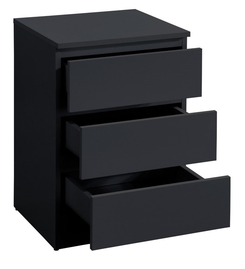 Birlea Oslo Black 3 Drawer Bedside