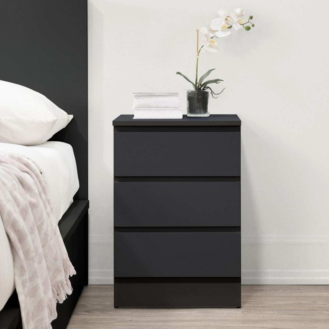 Birlea Oslo Black 3 Drawer Bedside