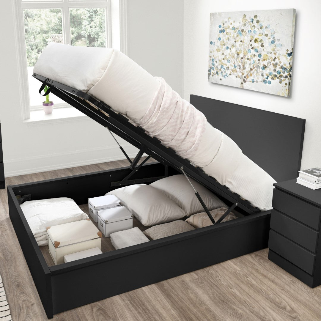 Birlea Oslo 4ft6 Double Black Wooden Ottoman Bed Frame