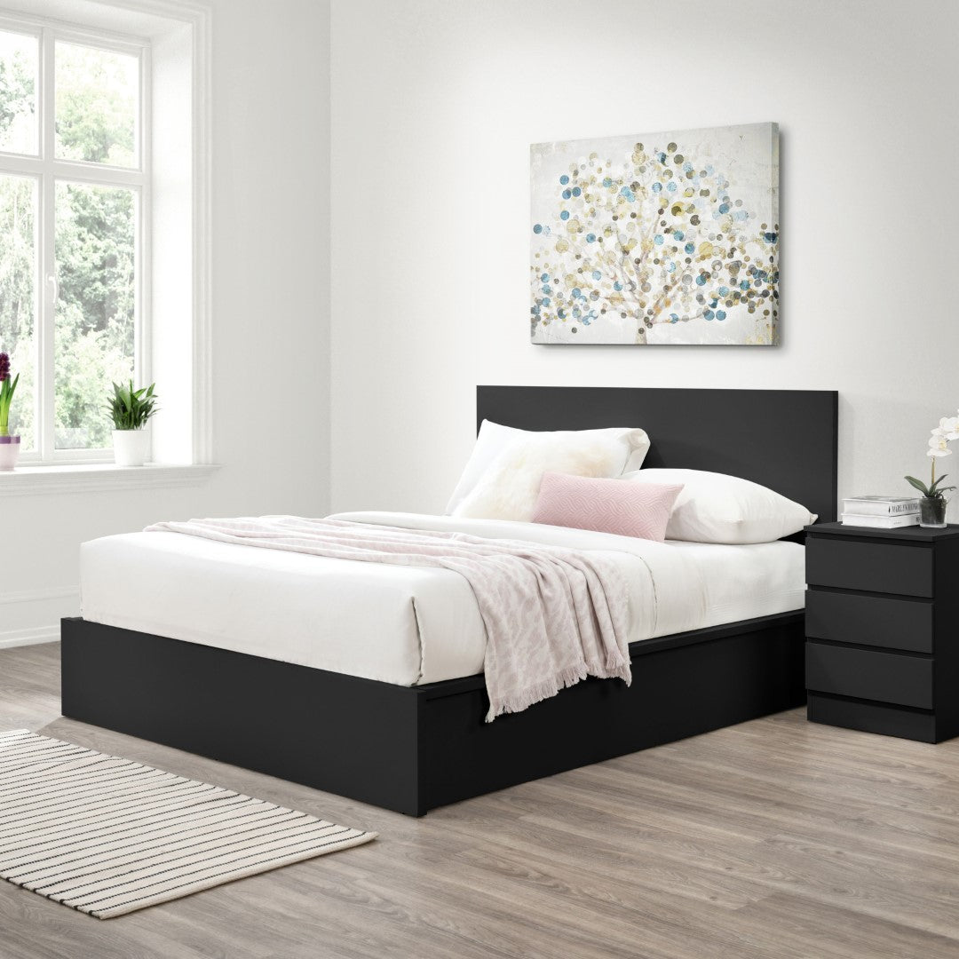 Birlea Oslo 4ft6 Double Black Wooden Ottoman Bed Frame