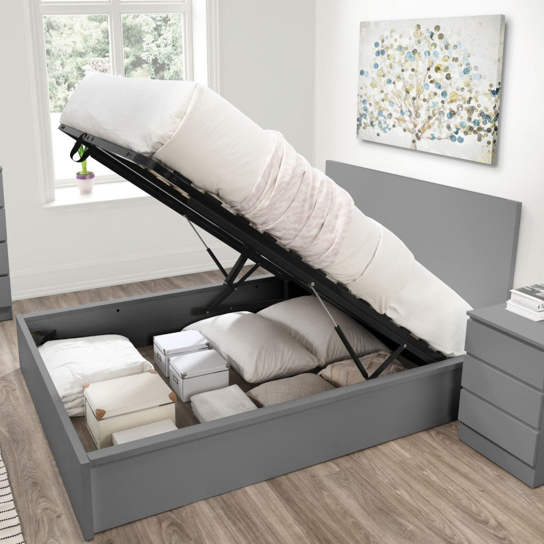 Birlea Oslo 5ft Kingsize White Wooden Ottoman Bed Frame