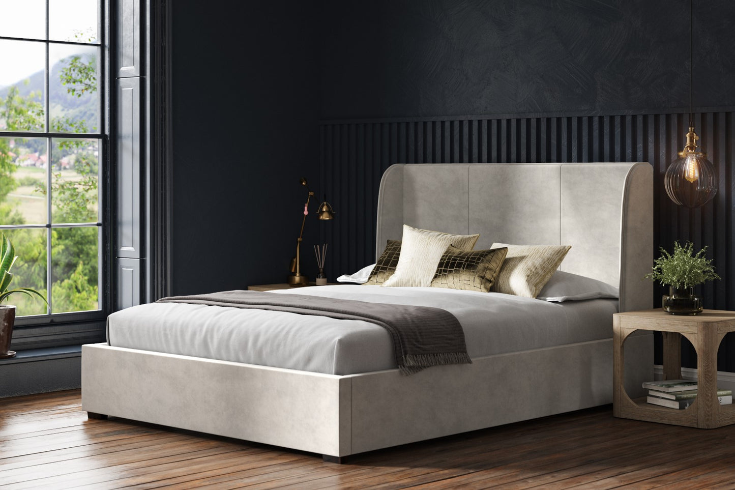 Emporia Oakham 6ft Super Kingsize Light Grey Velvet Bed Frame