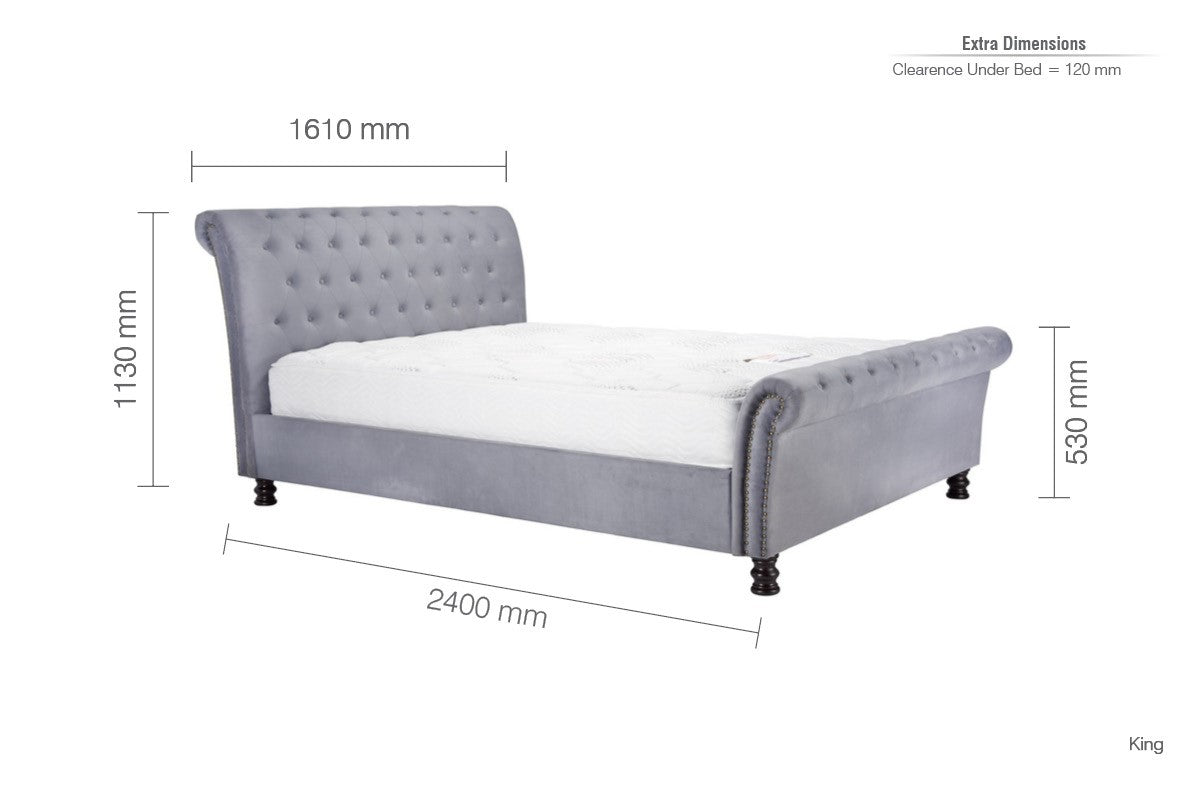 Birlea Opulence 5ft Kingsize Grey Fabric Bed Frame